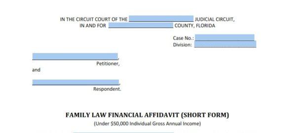 florida financial affidavit